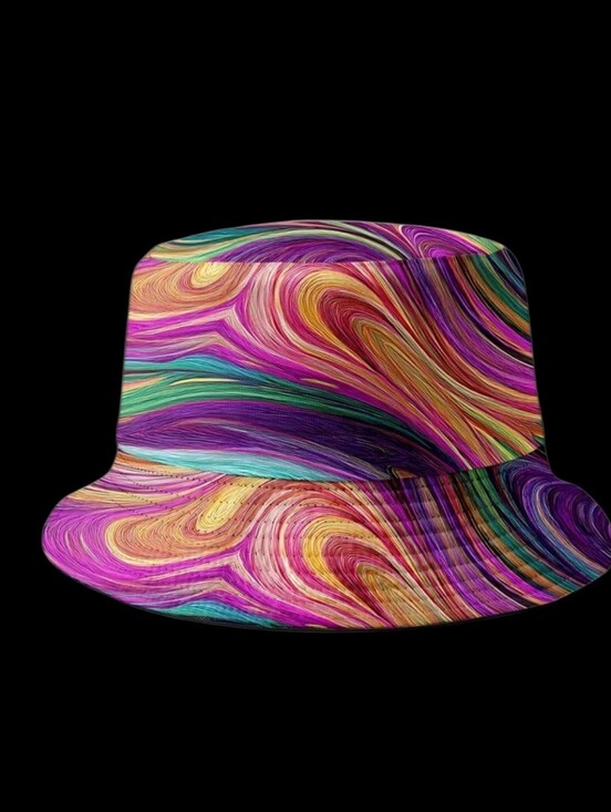 Fashion Hats Accessories - Swirl Print Bucket Hat - Multicolor Unisex 22"/23"